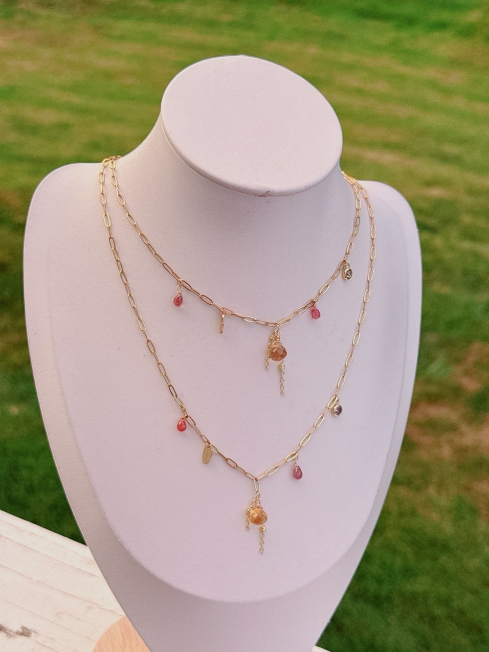 26X486 Handmade Citrine Spinel Stainless Steel Necklace 16+2โ - Picture 2 of 8